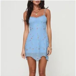 Floral Blue Spaghetti Strap Dress